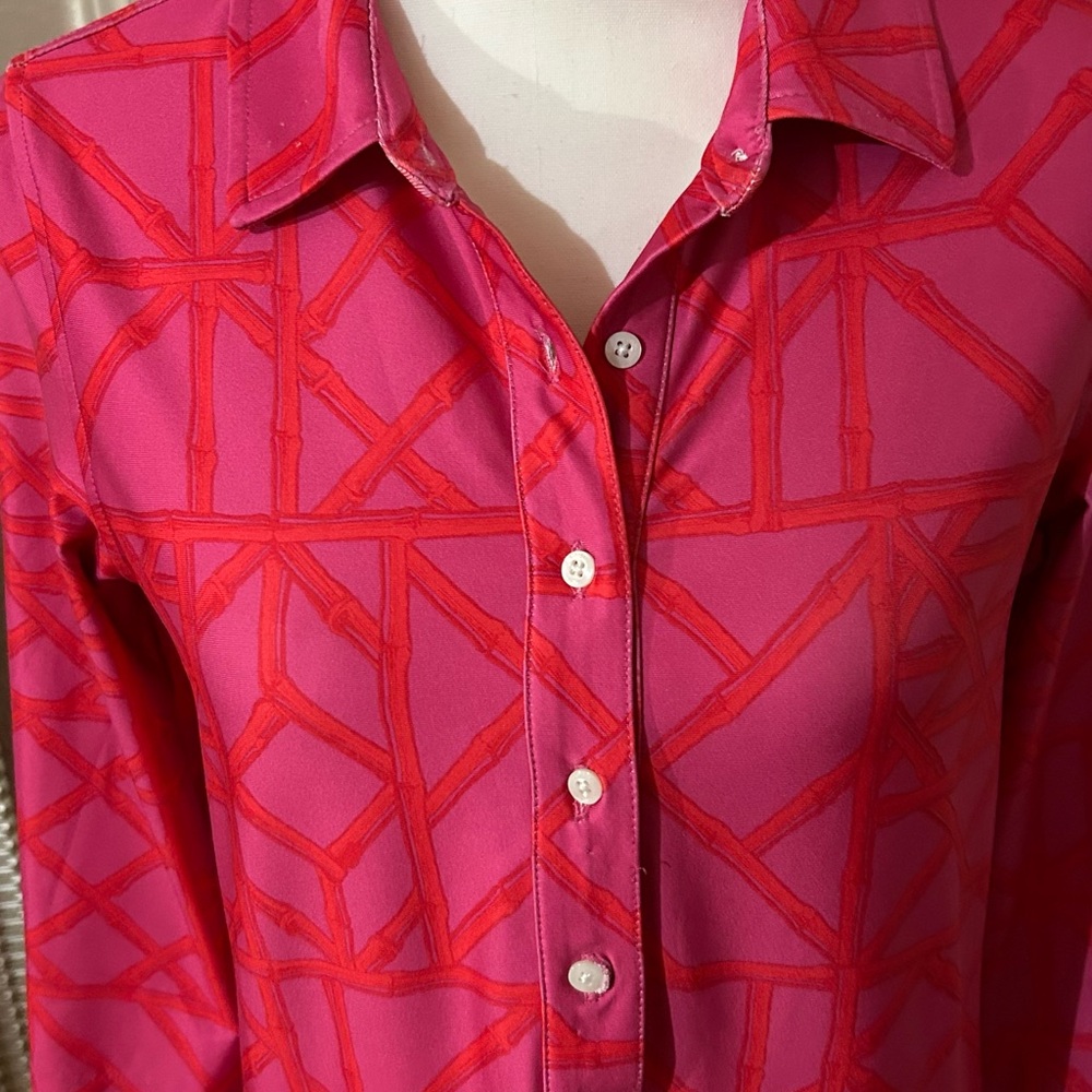 Vineyard Vines Sankaty Bamboo Lattice Margo Shirt Dress in pink Sz Small - Picture 4 of 8